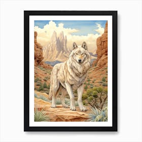 Himalayan Wolf Desert Scenery 3 Art Print