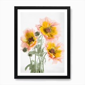 Sunflowers Flowers Acrylic Painting In Pastel Colours 6 Art Print