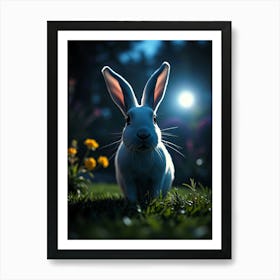 White Rabbit In The Gras - Diverse Art Illustration 47 Art Print