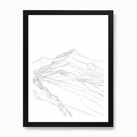 Mount Olympus Greece Line Drawing 7 Art Print