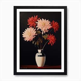Bouquet Of Chrysanthemum Flowers, Autumn Fall Florals Painting 2 Art Print