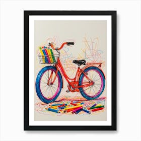 Bicycle With Crayons Art Print