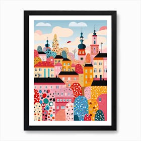 Prague, Illustration In The Style Of Pop Art 4 Art Print