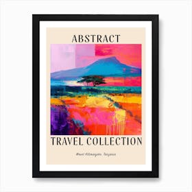 Abstract Travel Collection Poster Mount Kilimanjaro Tanzania 3 Art Print