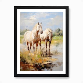 Horses Painting In Corsica, France 3 Art Print