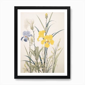 Hanashobu Japanese Water Iris 1 Vintage Japanese Botanical Art Print