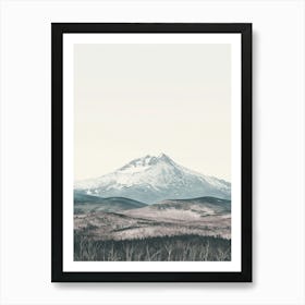 Mount Katahdin Usa Color Line Drawing (8) Art Print