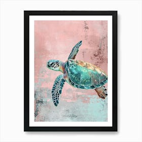 Textured Brushstrokes Of A Sea Turtle 2 Art Print