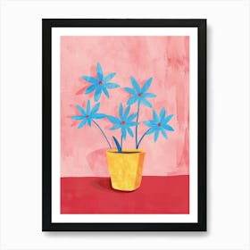 Blue Flowers In A Pot Art Print