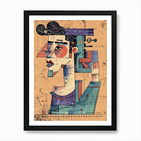 Abstract Portrait Of A Man 3 Art Print