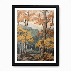 Gray Birch 1 Vintage Autumn Tree Print  Art Print