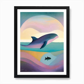 Whale And Fish In Ocean Art Print