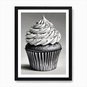 Cupcake In Black And White Art Print