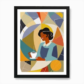 Woman Drinking Coffee Art Print