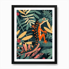 Forest Green Moorish Gecko Abstract Modern Illustration 3 Art Print