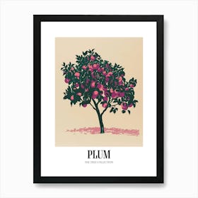 Plum Tree Colourful Illustration 2 Poster Art Print