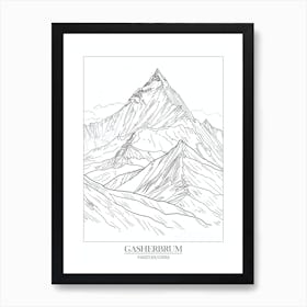 Gasherbrum I Pakistan China Line Drawing 3 Poster Art Print