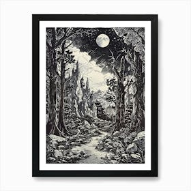 Forest And The Moon Art Print