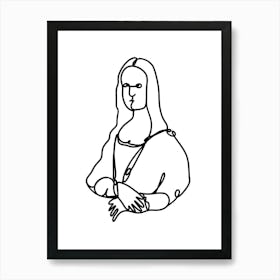 Mona Lisa Monoline Drawing Illustration Art Print