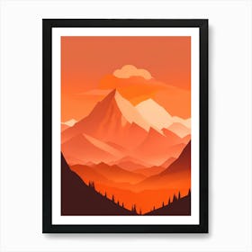 Misty Mountains Vertical Composition In Orange Tone 254 Art Print