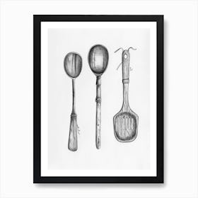 Vintage Kitchen Utensils Illustration 4 Art Print