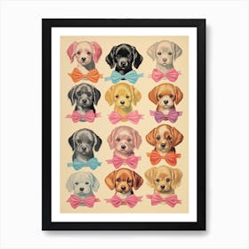 Collection Of Vintage Dogs Ribbons Kitsch Art Print