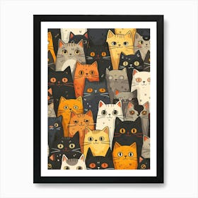 Perfectly Repeatable Artwork With Cute Cat Faces 48 Art Print