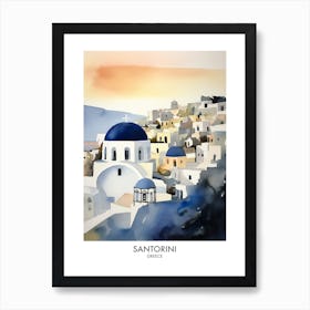 Santorini Greece Watercolour Travel Poster 1 Art Print