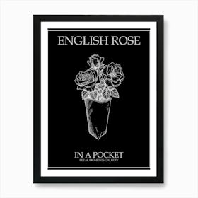 English Rose In A Pocket Line Drawing 2 Poster Inverted Art Print