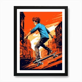 Skateboarding In Malmö, Sweden Drawing 2 Art Print