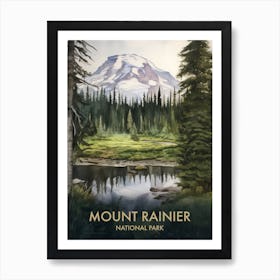 Mount Rainier National Park Watercolour Vintage Travel Poster 1 Art Print