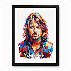 Kurt Cobain Nirvana 02 Portrait Music Icon Style WPAP Pop Art Art Print