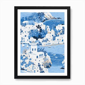 Mykonos Greece, Inspired Travel Pattern 4 Art Print