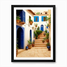 Blue Shutters In Morocco Art Print