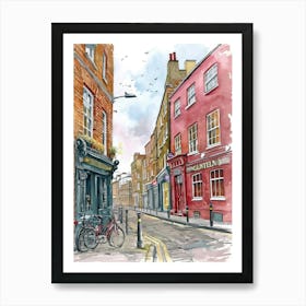 Southwark London Borough   Street Watercolour 1 Art Print