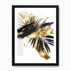 Gold And Black Palm Leaves 2 Art Print