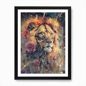 Lion Art Illustration In A Photomontage Style 04 1 Art Print