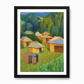 Row Of Beehives 3 Painting Art Print