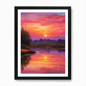 Sunset By The River Art Print