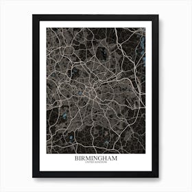 Birmingham Black Blue Art Print