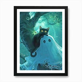 Ghost And Cat Art Print