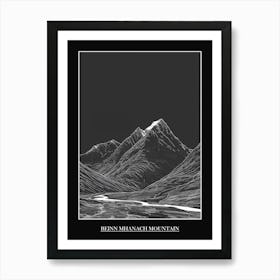 Beinn Mhanach Mountain Line Drawing 2 Poster Art Print