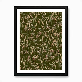 Native Themeda Grass Pattern On Olive Art Print