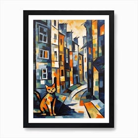 Painting Of Paris With A Cat In The Style Of Cubism, Picasso2 Art Print