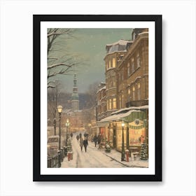 Vintage Winter Illustration Berlin Germany 2 Art Print