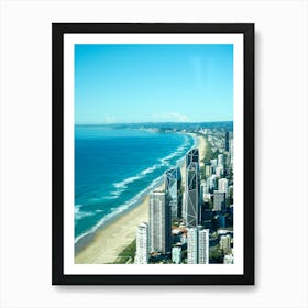 Gold Coast Aerial Drone Image Of Cityscape And Beachscape. Overlooking The Beach And City, Popular Queensland Hotels Art Print