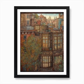 A Window View Of New York In The Style Of Art Nouveau 4 Art Print