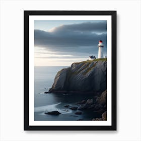 Peaceful Scandinavian Seascape With A Calm Sea and Lighthouse Series - 1 Art Print