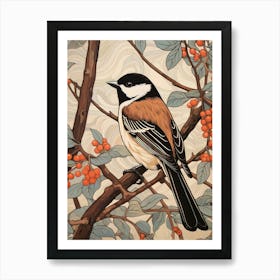 Art Nouveau Birds Poster Carolina Chickadee 3 Art Print