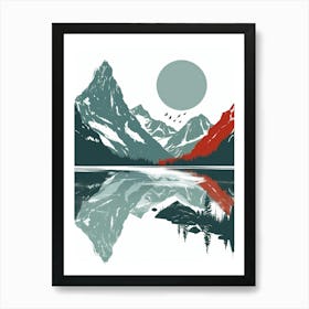 Mountain Landscape With Reflection Art Print